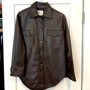 Aritzia faux leather shirt jacket